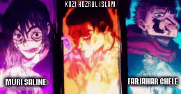 a collage of three images of a man , a woman , and a man with a scarf on .
