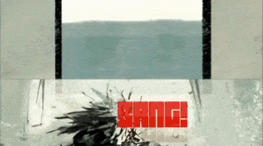 a drawing of a shark with the word gang in red