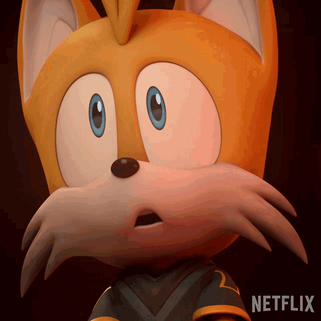 a close up of a cartoon character with a netflix logo behind it