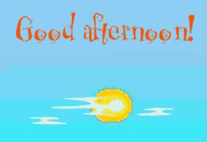 a blue background with the words good afternoon in orange