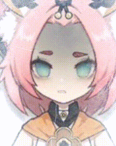 a drawing of a girl with pink hair and blue eyes .