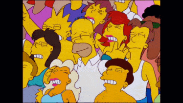 a group of cartoon characters including homer simpson and marge simpson
