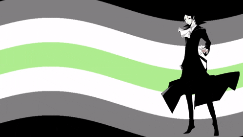 a black and white drawing of a person standing in front of a green and white striped background .
