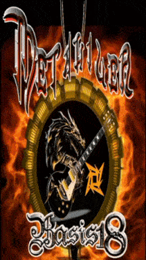 a poster with a dragon holding a guitar and the words metallica basis18