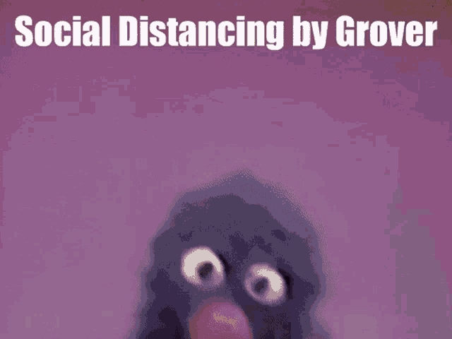 a picture of a bird with the words social distancing by grover written below it
