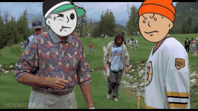 a man in a pepsi shirt talks to another man