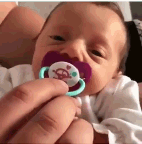 a baby with a pacifier in his mouth .