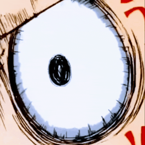 a close up of a person 's eye with the letter o in the middle