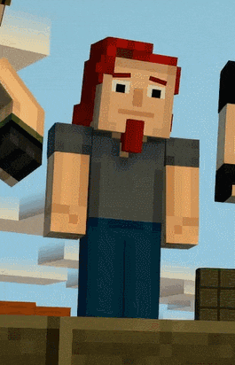 a man with red hair and a beard in a minecraft game