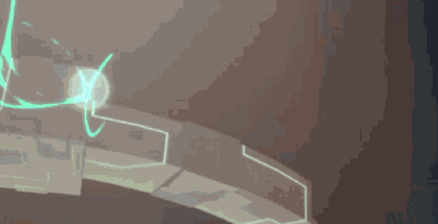 a drawing of a circle with a light coming out of it in a dark room