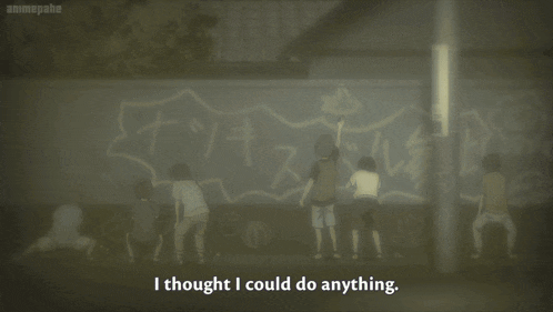 a cartoon scene with the words i thought i could do anything written on the bottom