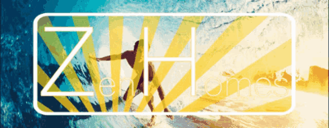 a picture of a person riding a wave with the words zel homes below it