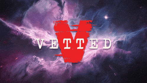 the word vetted is written in white on a red background