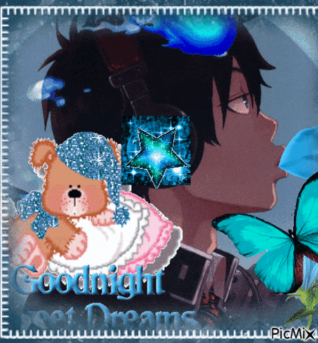 a picture of a boy and a teddy bear with the words goodnight sweet dreams