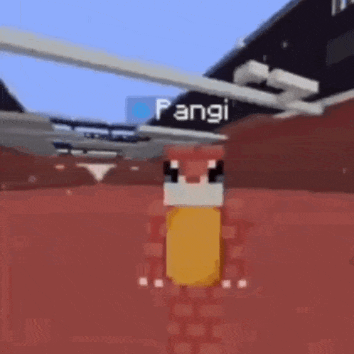 a minecraft character is standing on a red surface with a yellow block in front of it .