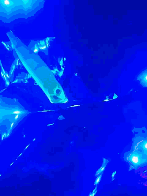 a painting of a blue and white background