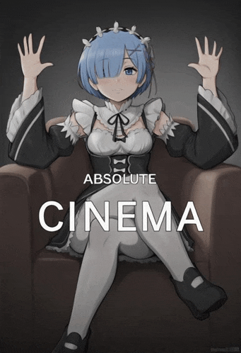 a poster for absolute cinema shows a maid sitting on a chair