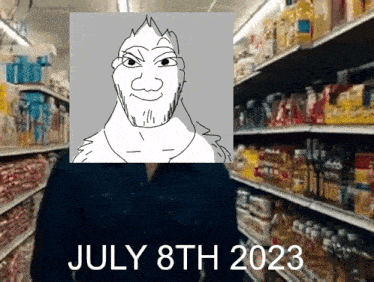 a drawing of a man with the date july 8th 2023 on the bottom