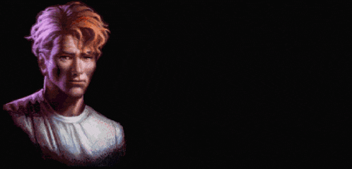 a pixelated image of a man with the words " just tell me anything at all "