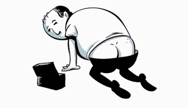 a cartoon of a man laying on the floor with blood coming out of his butt