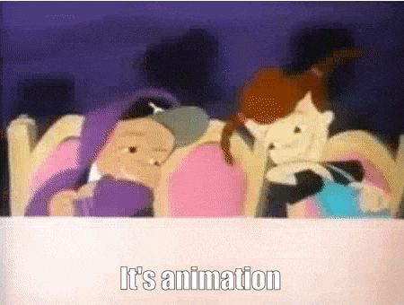 a cartoon with the words " it 's animation " in the corner
