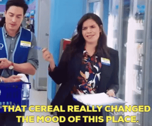 Superstore Amy Sosa GIF - Superstore Amy Sosa This Cereal Really Changed The Mood Of This Place GIFs