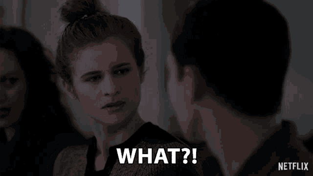 a woman is talking to a man and saying what ?