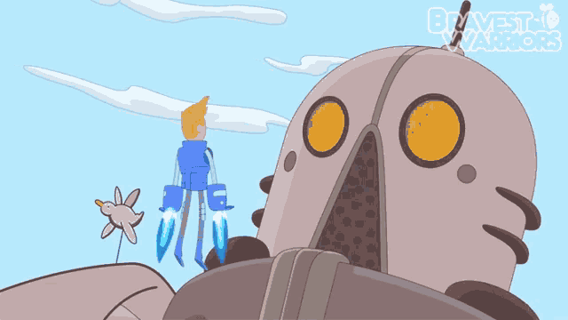 a cartoon drawing of a robot with the words bravistic warriors written on the bottom