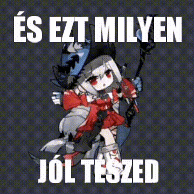 a picture of a girl with a sword and the words es ezt miyen jol teszted