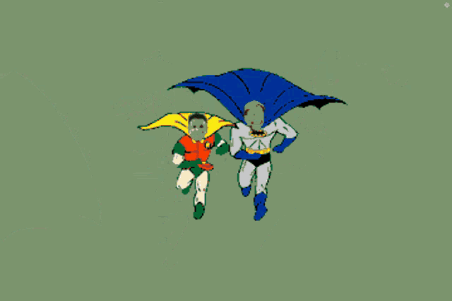 a cartoon of robin and batman with their faces painted