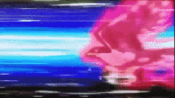 a pixel art of a person flying through the air with a pink and blue background .