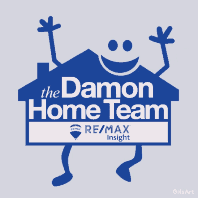 a logo for the damon home team with a smiley face on it