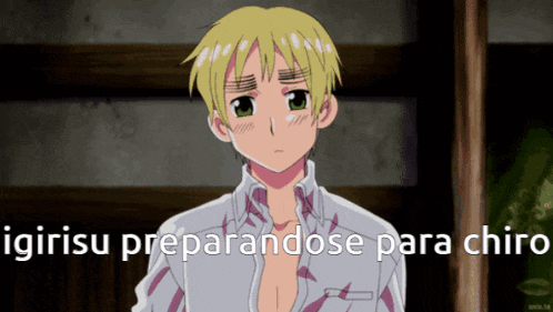 a picture of a boy with the words " igirisu preparandose para chira " on the bottom