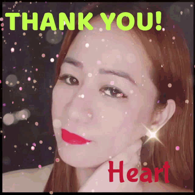 a picture of a woman with the words thank you heart