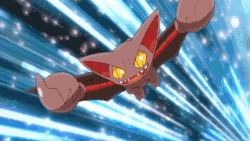 a cartoon character is flying through the air in a blue background .