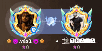 a screenshot of a video game with two emblems one of which says thala on it