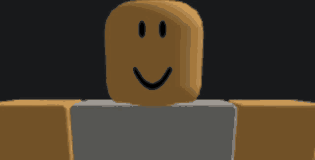 a brown roblox character with a smiley face