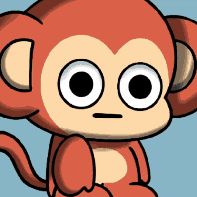 a cartoon of a monkey with big eyes and a sad look on his face