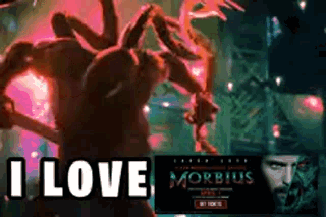 a poster for a movie called morbidus with a monster and the words i love morbidus