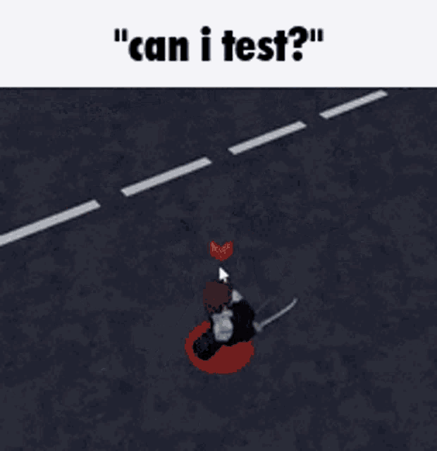 a person is standing in a circle in a video game with the words " can i test " on the bottom