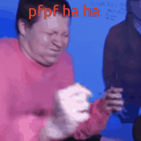 a blurry picture of a man with the words pfpf ha ha in red