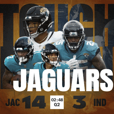 a poster for the jaguars shows four players and the time of 2:48