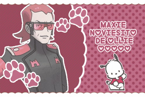 a cartoon drawing of a man and a dog with the words maxie noviesito de ollie above them
