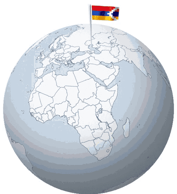 a globe with a flag sticking out of the middle