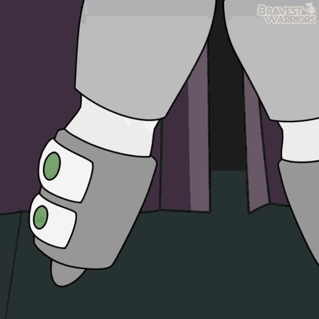 a cartoon drawing of a robot with the words bravest warriors on the bottom
