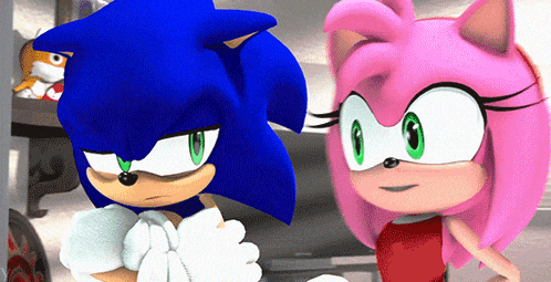a cartoon of sonic the hedgehog and amy the hedgehog