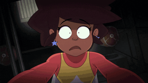 a cartoon character with a star earring is making a funny face