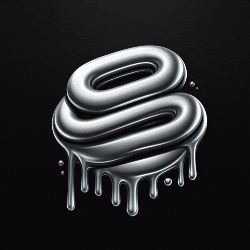 a silver letter s with liquid dripping from it