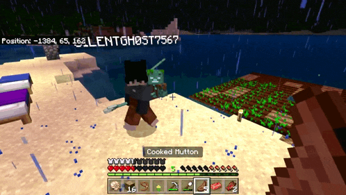 a screenshot of a minecraft game shows a cooked mutton menu
