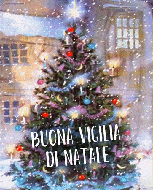 a picture of a christmas tree with the words buona vigilia di natale
